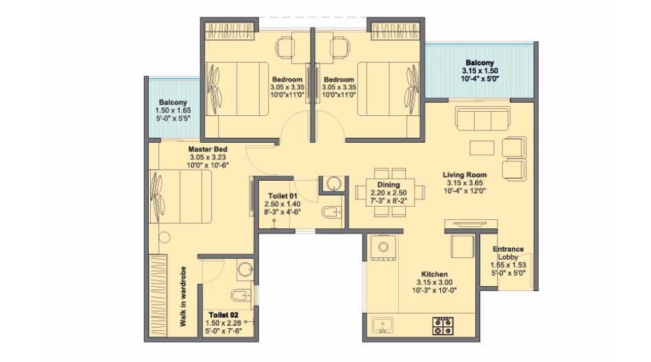 MY-Home-Upper-Kharadi-Gallery-3BHK-890sqft-Unit-Plan